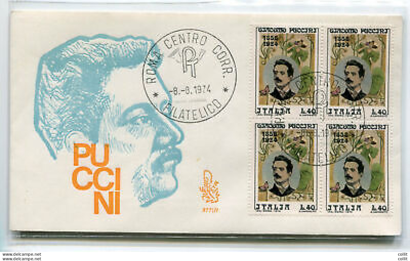 Italia FDC Venetia 1974 Puccini Quartina Non Viaggiata - FDC