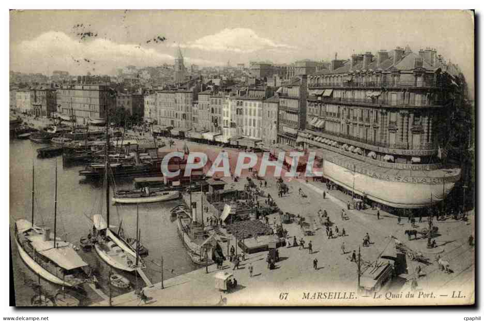 CPA Marseille Le Quai Du Port Bateaux - Canebière, Centro
