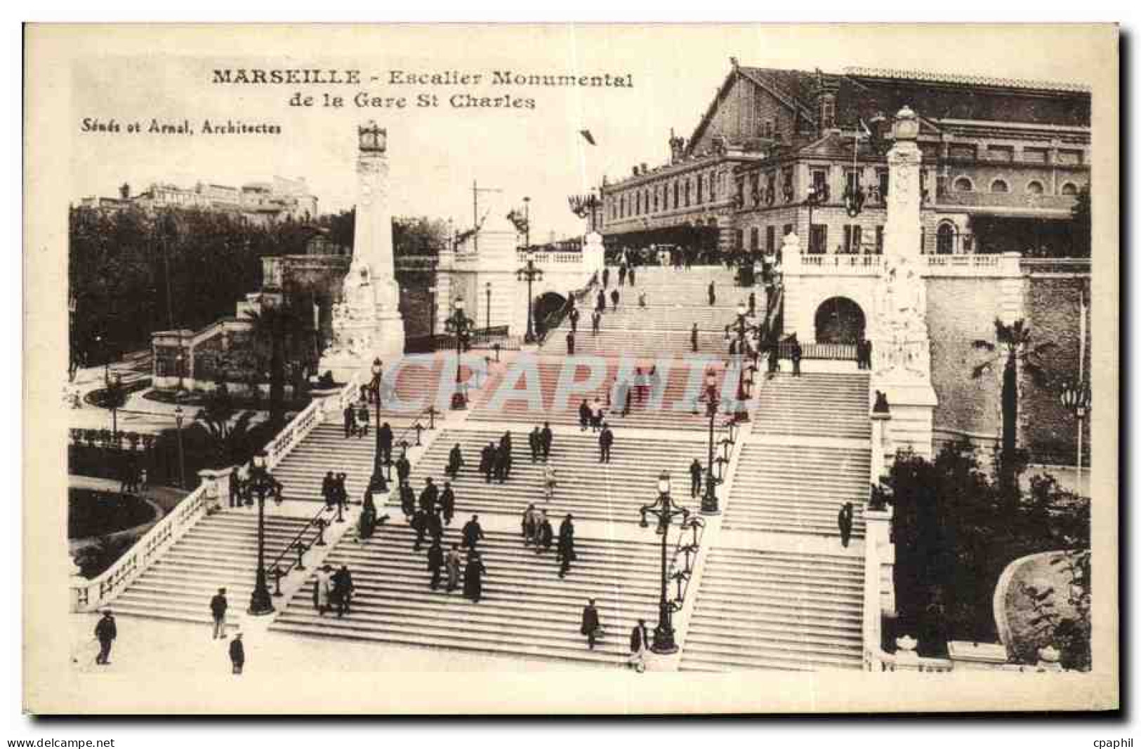CPA Marseille Escalier Monumental De La Gare St Charles  - Estación, Belle De Mai, Plombières