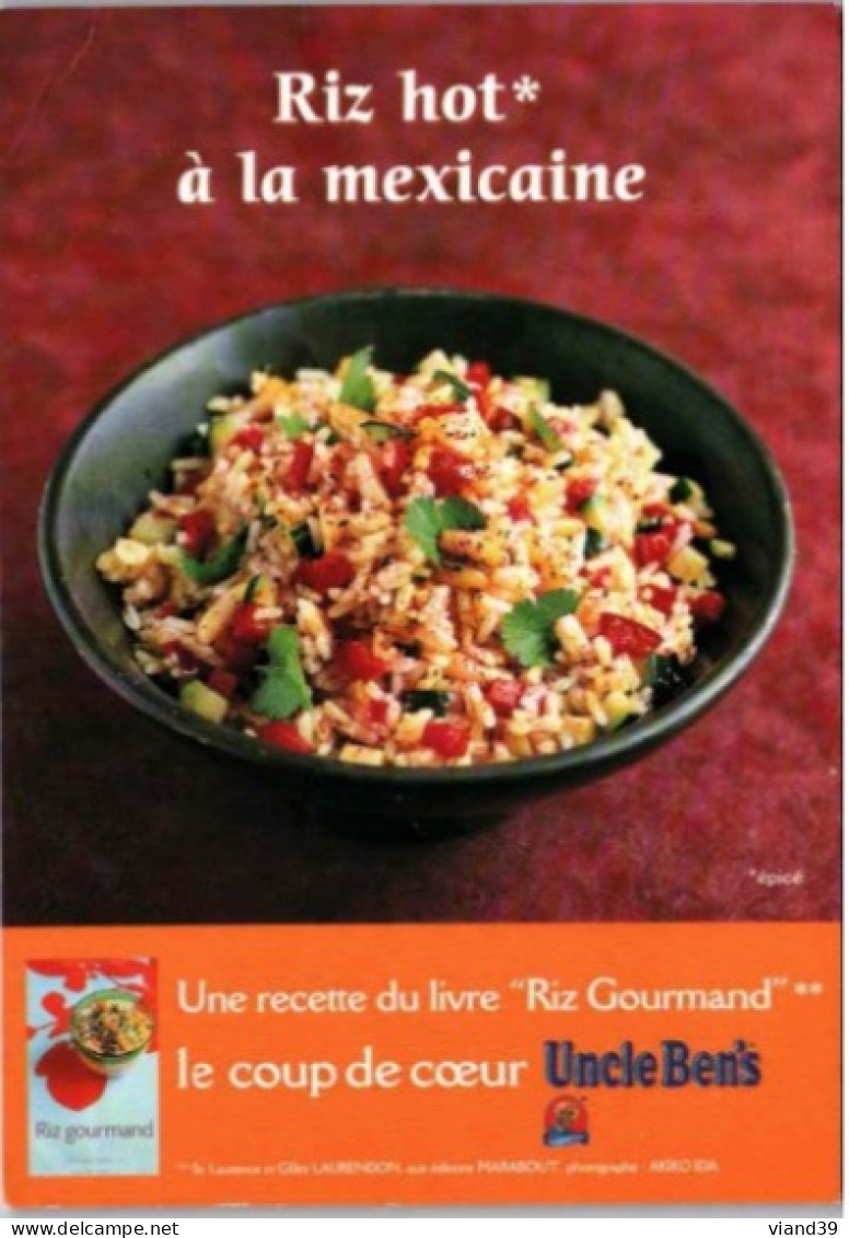 RIZ HOT à La MEXICAINE. Carte Publicitaire Uncle Bens   -   Recettes De Cuisine    - CPM - Voir Scannes Recto-Verso - Recipes (cooking)