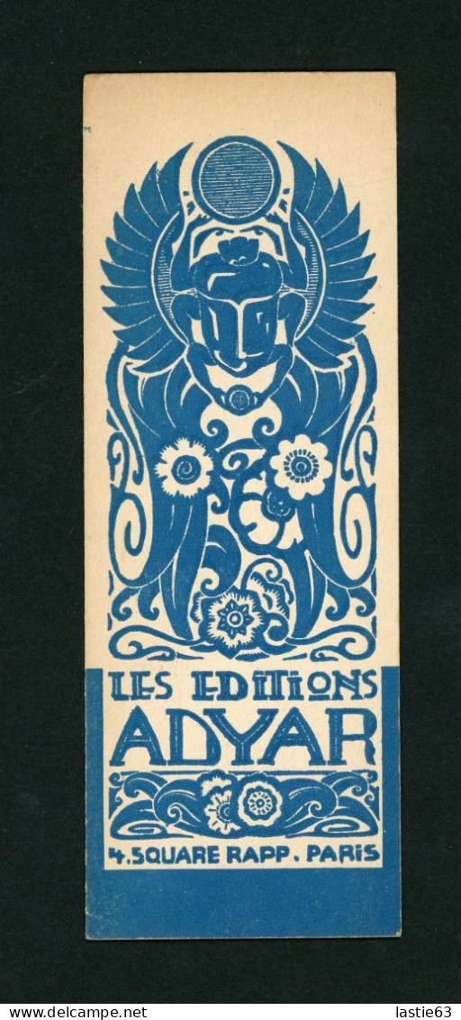 Marque Page Ancien  Les Editions Adyar   Square Rapp   Paris    ésotérisme    Mysticisme ... 15,5 X 5,5 Cm - Lesezeichen