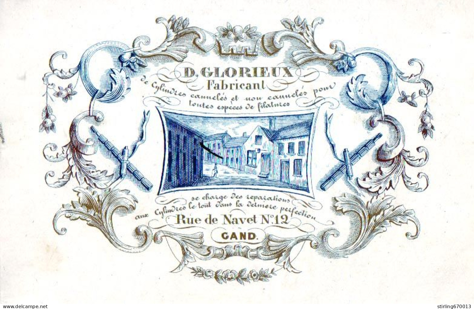 DE 1885 - Carte Procelaine De D. Glorieux, Fabricant De Cylindres Pour Filature, Gand. - Autres & Non Classés