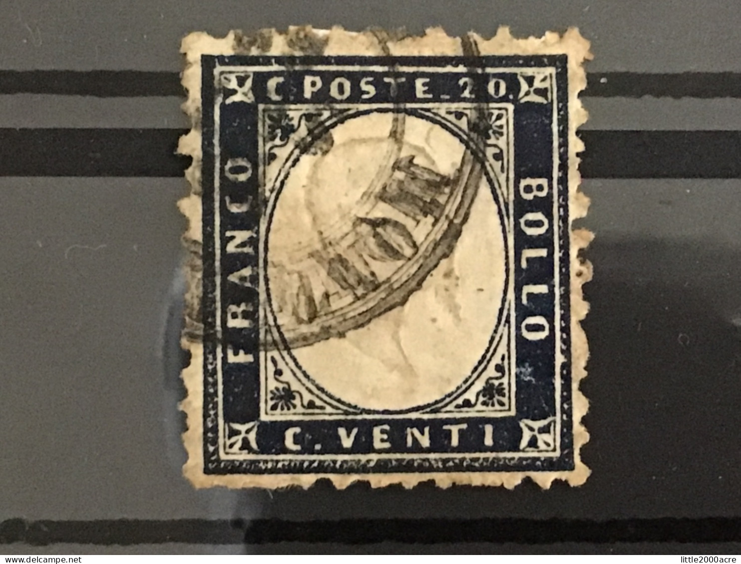 Italy 1862 King Victor Emanuele II 20c Blue Used SG 2 Yv 3 - Used