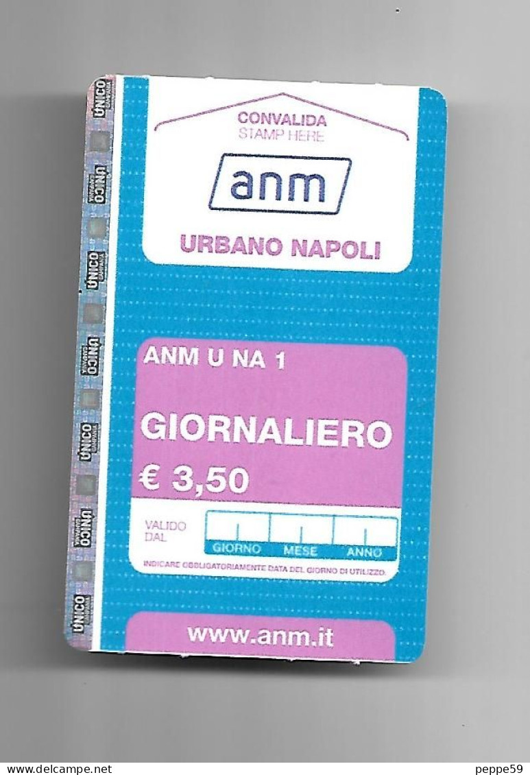 Biglietto Autobus Italia - Anm Urbano Napoli  NA 1  Giornaliero Euro 3.50 - Europe