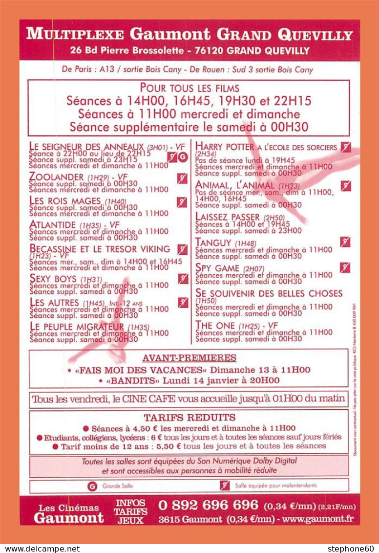 A688 / 503 Carte Pub Type Flyer Cinéma GAUMONT LE RAID - Sonstige & Ohne Zuordnung