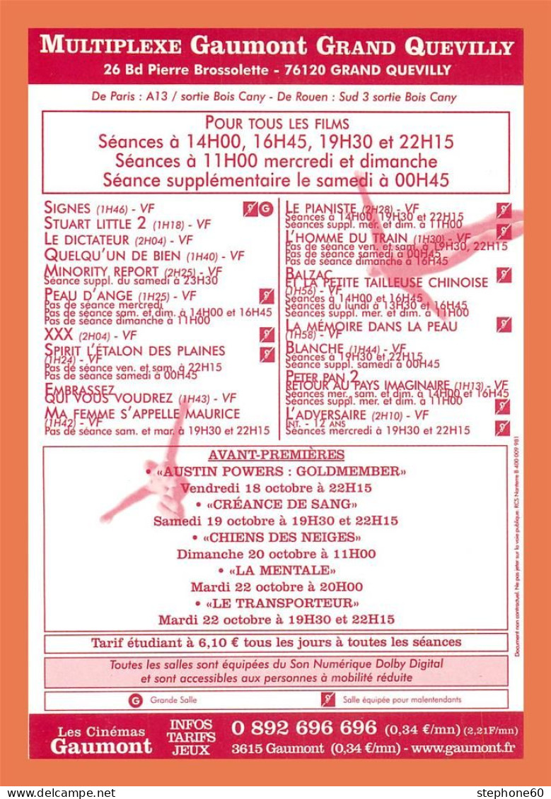 A688 / 487 Carte Pub Type Flyer Cinéma GAUMONT STUART LITTLE 2 - Other & Unclassified