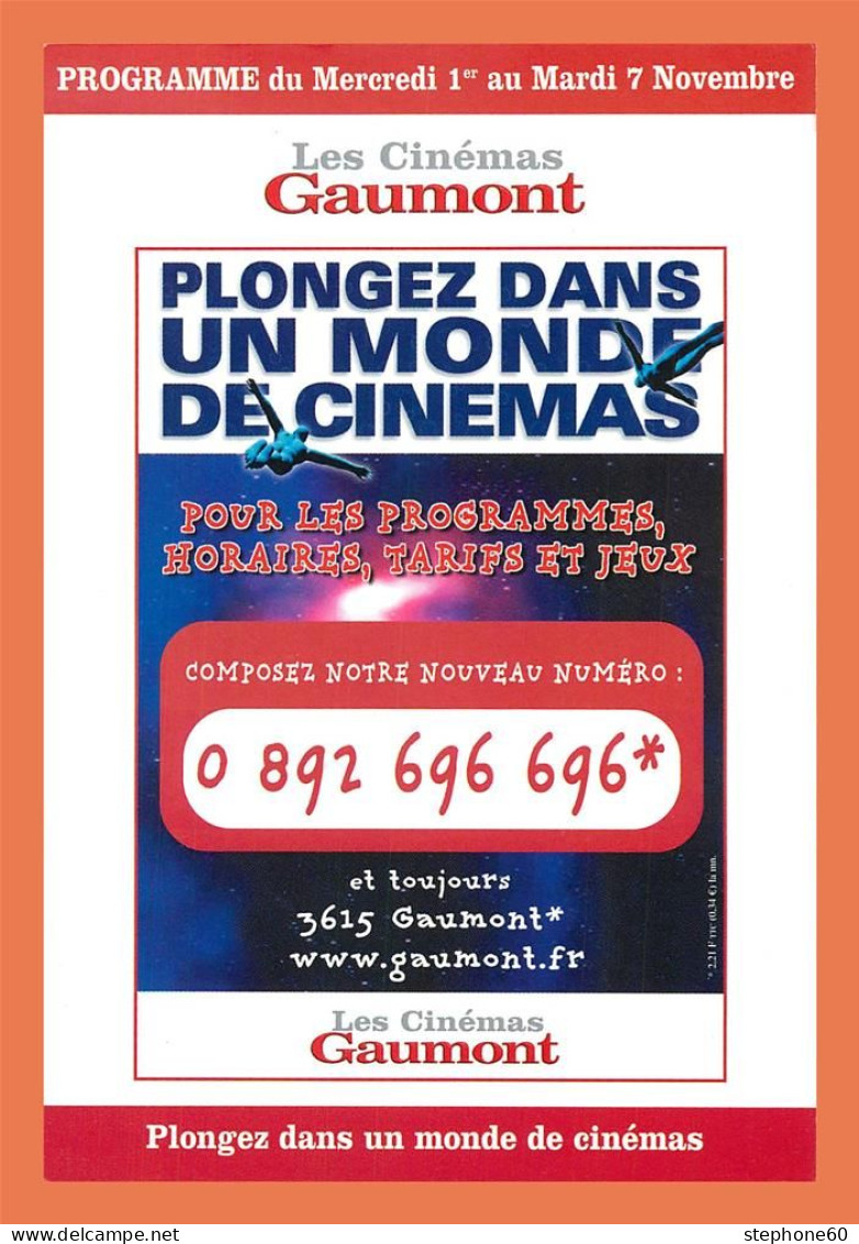 A688 / 445 Carte Pub Type Flyer Cinéma GAUMONT - Publicité