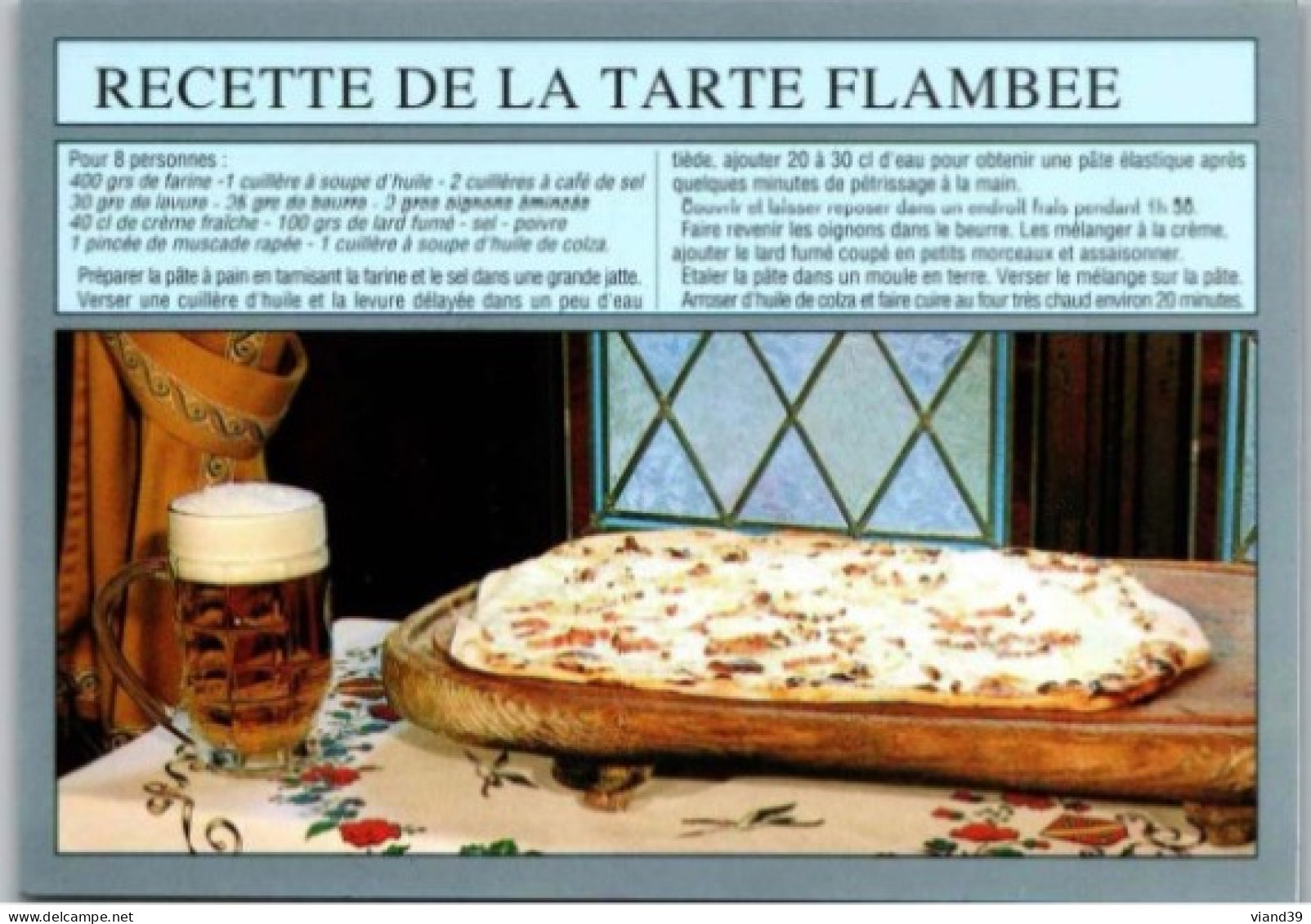 TARTE FLAMBÉE.  -   Recettes De Cuisine    - CPM - Voir Scannes Recto-Verso - Küchenrezepte