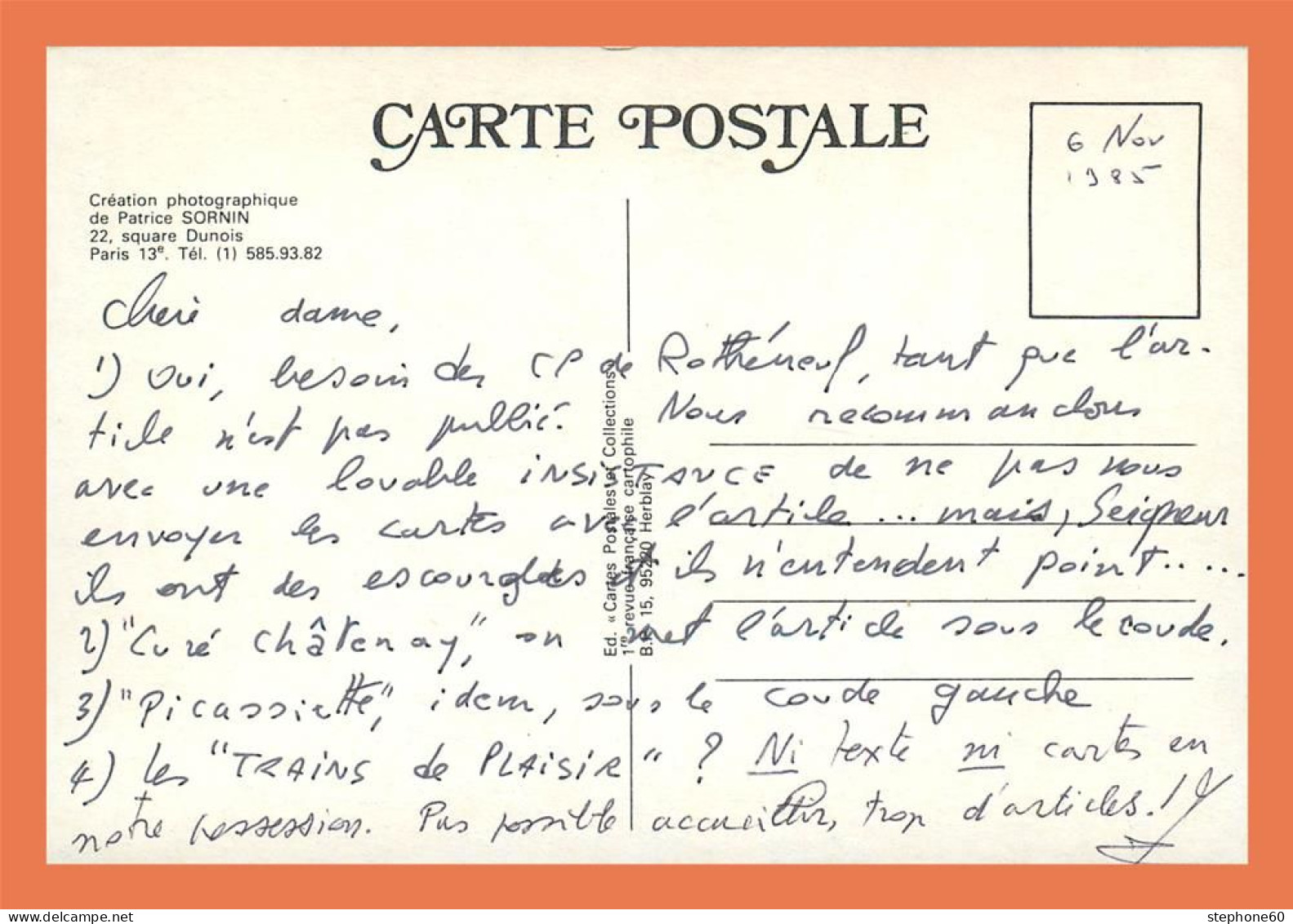 A688 / 137 Illustrateur Patrice SORNIN Cartes Postales Et Collections - Non Classés