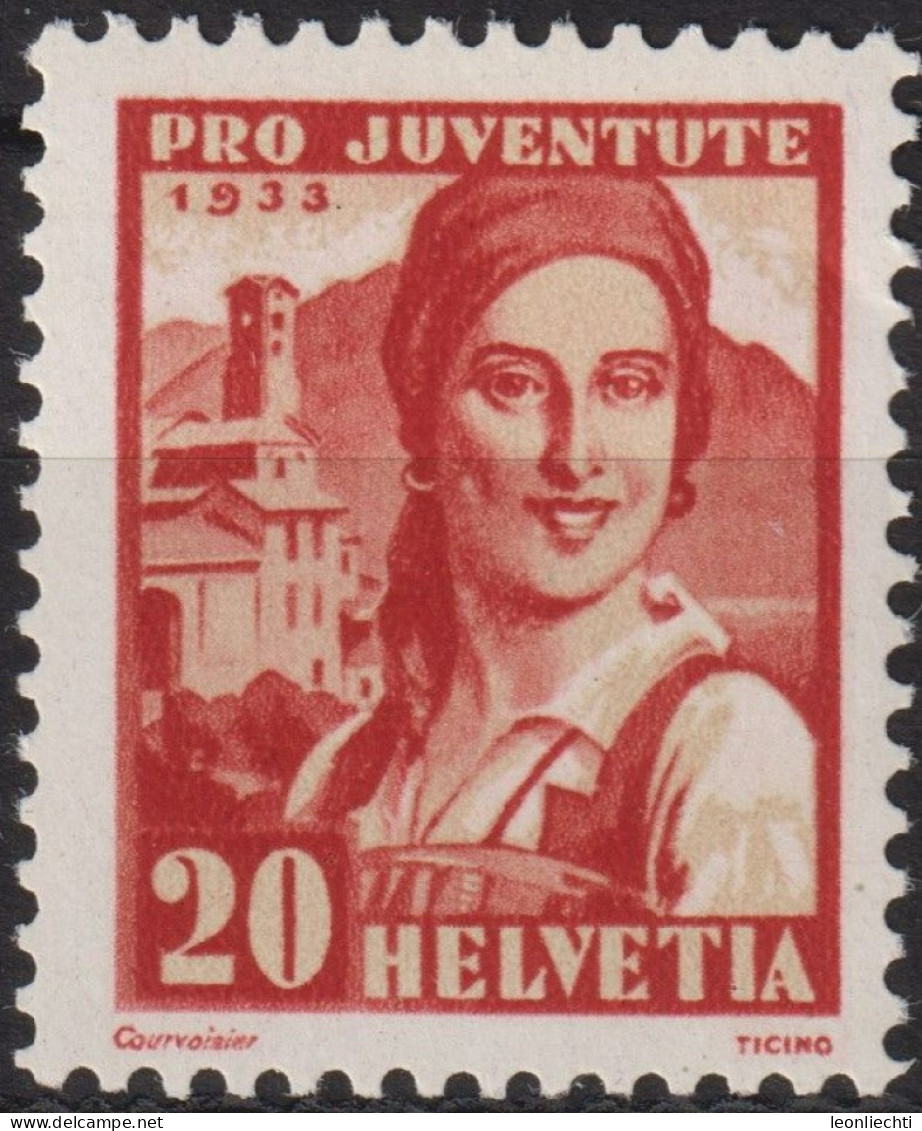 1933 Schweiz / Pro Juventute ** Mi:CH 268, Yt:CH 269, Zum:CH J67, Tessinerin - Unused Stamps
