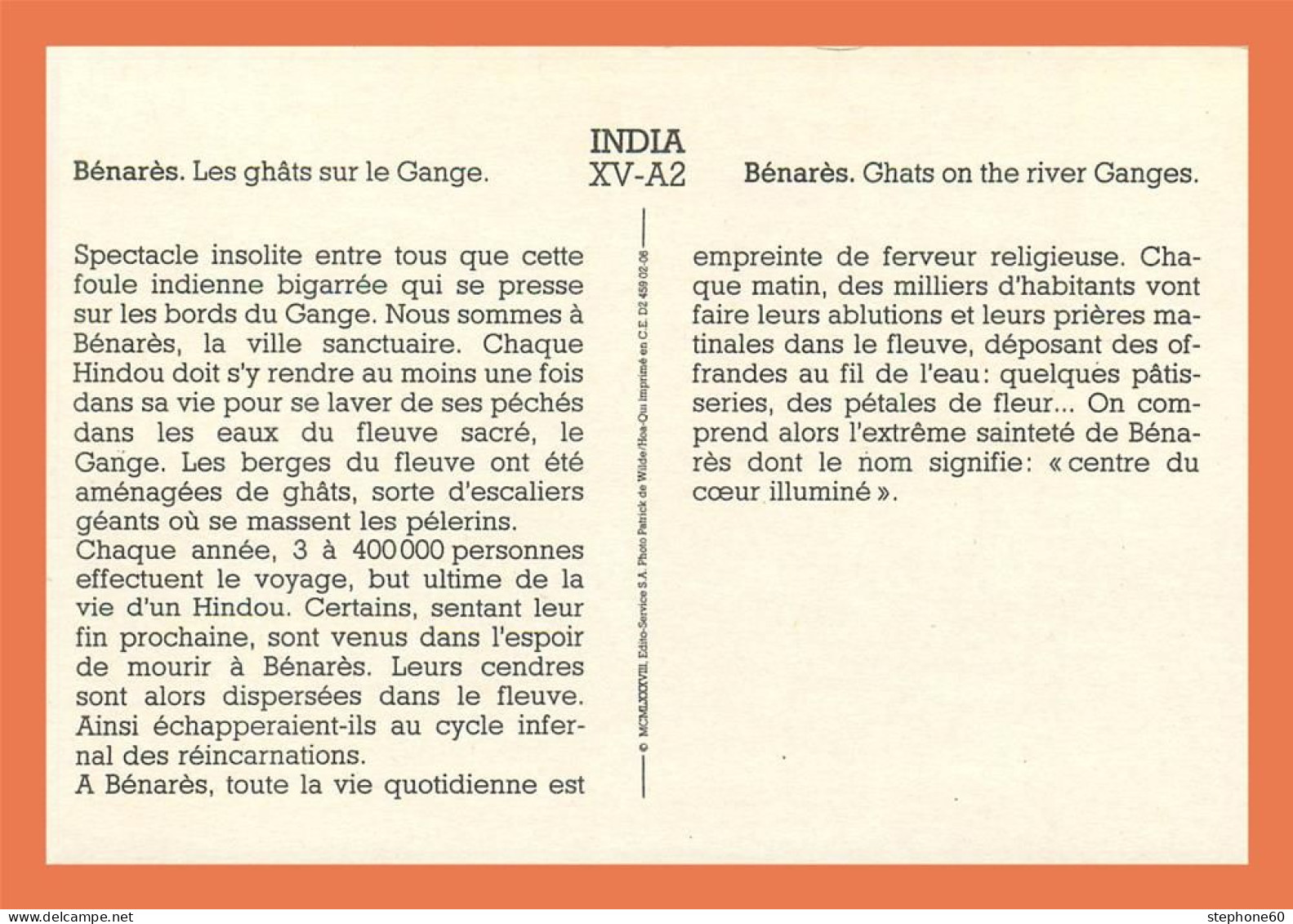 A689 / 157 Inde BENARES Les Ghats Sur Le Gange - Autres & Non Classés