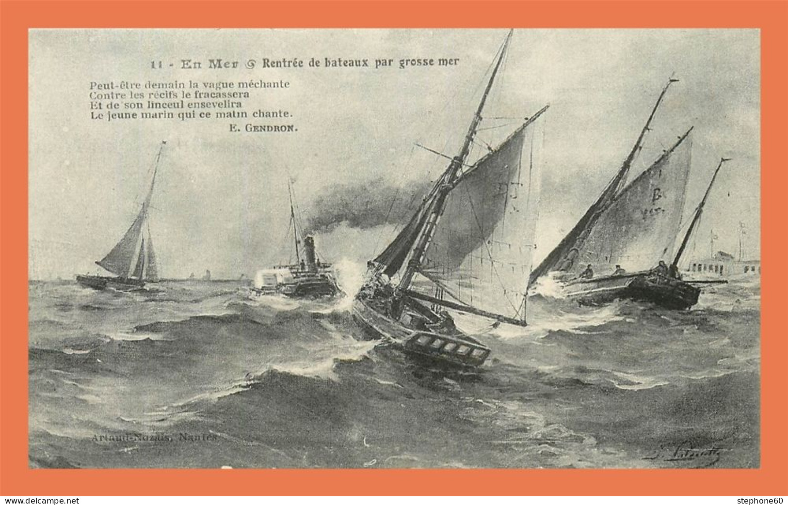 A694 / 545 En Mer Rentrée De Bateaux Par Grosse Mer - Fischerei