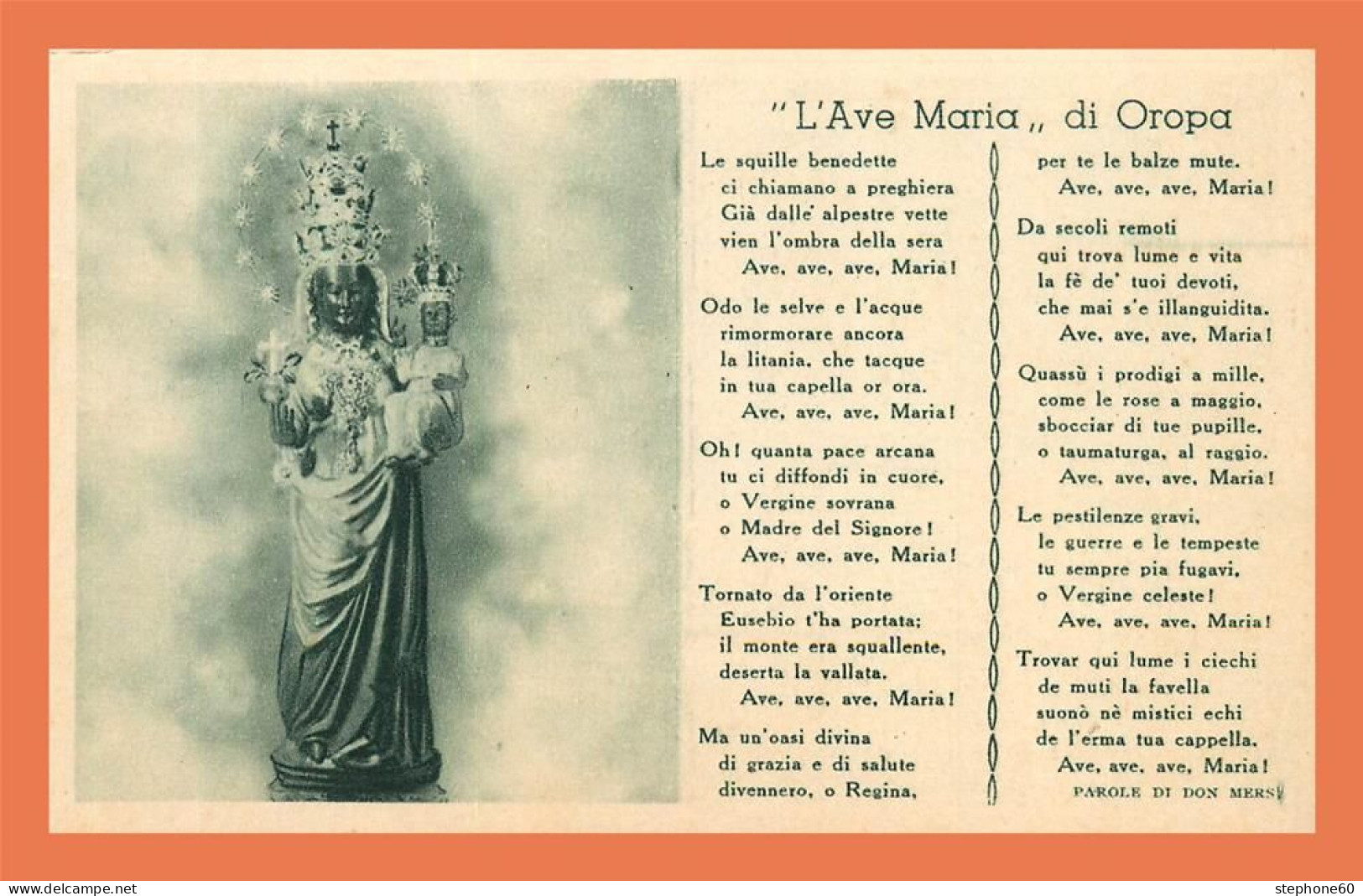 A695 / 041 L'Ave Maria Di Oropa - Other & Unclassified