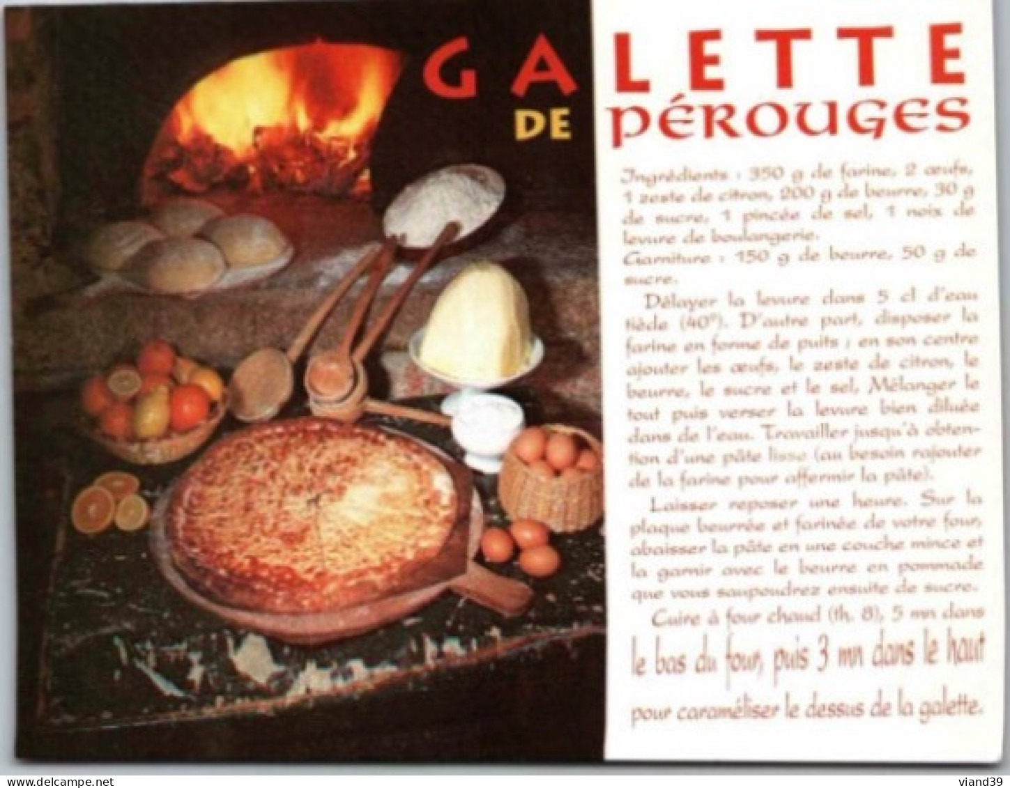 GALETTE DE PÉROUGES .  -   Recettes De Cuisine    - CPM - Voir Scannes Recto-Verso - Recetas De Cocina