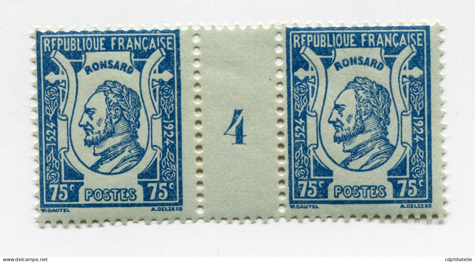 FRANCE N°209 ** RONSARD EN PAIRE AVEC MILLESIME 4 ( 1924 ) - Millesimi