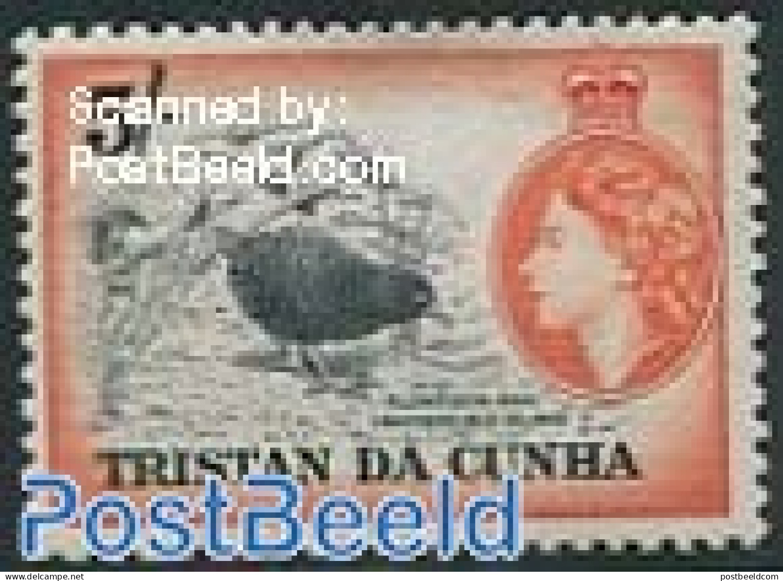 Tristan Da Cunha 1954 5Sh, Stamp Out Of Set, Mint NH, Nature - Birds - Tristan Da Cunha