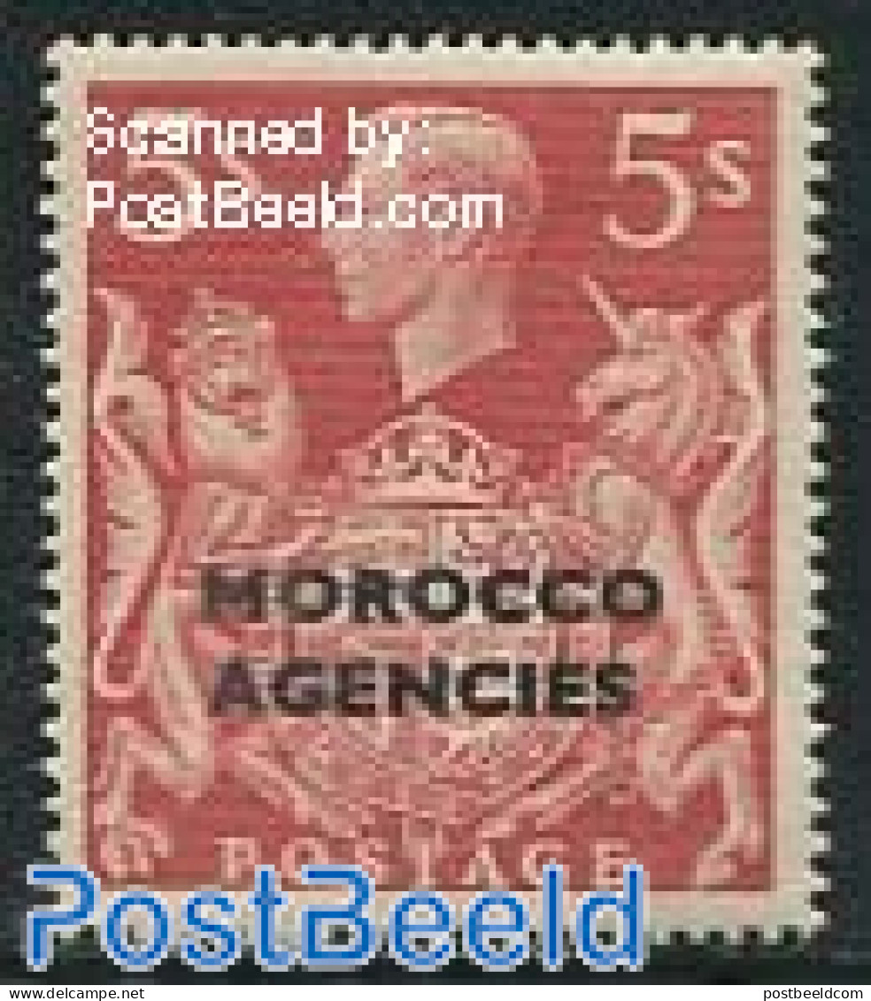 Great Britain 1949 5Sh, Morocco Agencies, Stamp Out Of Set, Mint NH, History - Ongebruikt