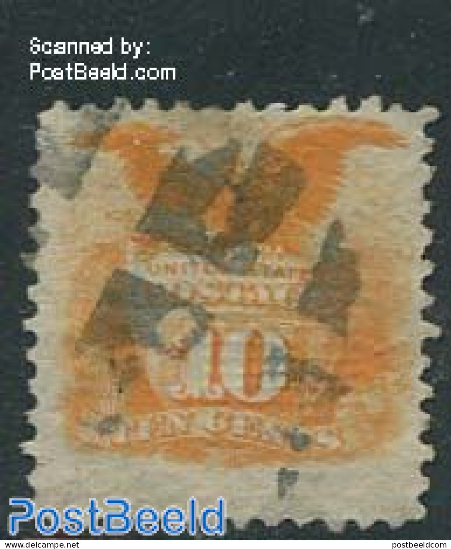 United States Of America 1869 10c Orange, Used, Used Stamps - Gebruikt