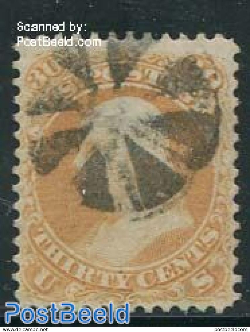 United States Of America 1861 30c Orange, Used, Used Stamps - Oblitérés