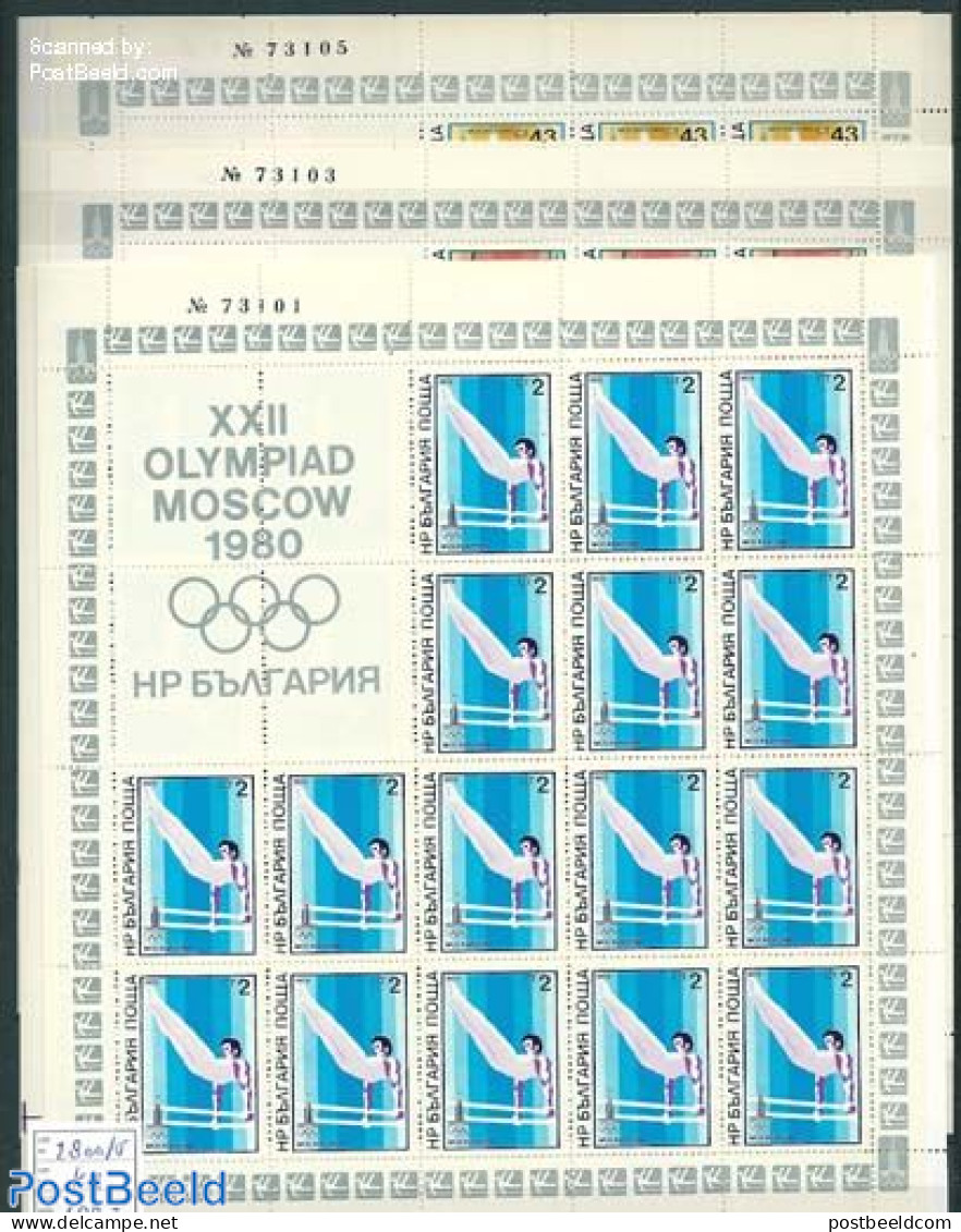 Bulgaria 1979 Olympic Games 6 Sheets (of 16 Stamps), Mint NH, Sport - Gymnastics - Olympic Games - Nuevos