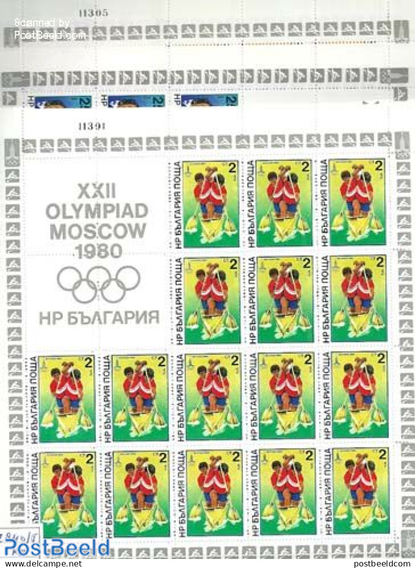 Bulgaria 1979 Olympic Games 6 Sheets, Mint NH, Sport - Kayaks & Rowing - Olympic Games - Swimming - Unused Stamps
