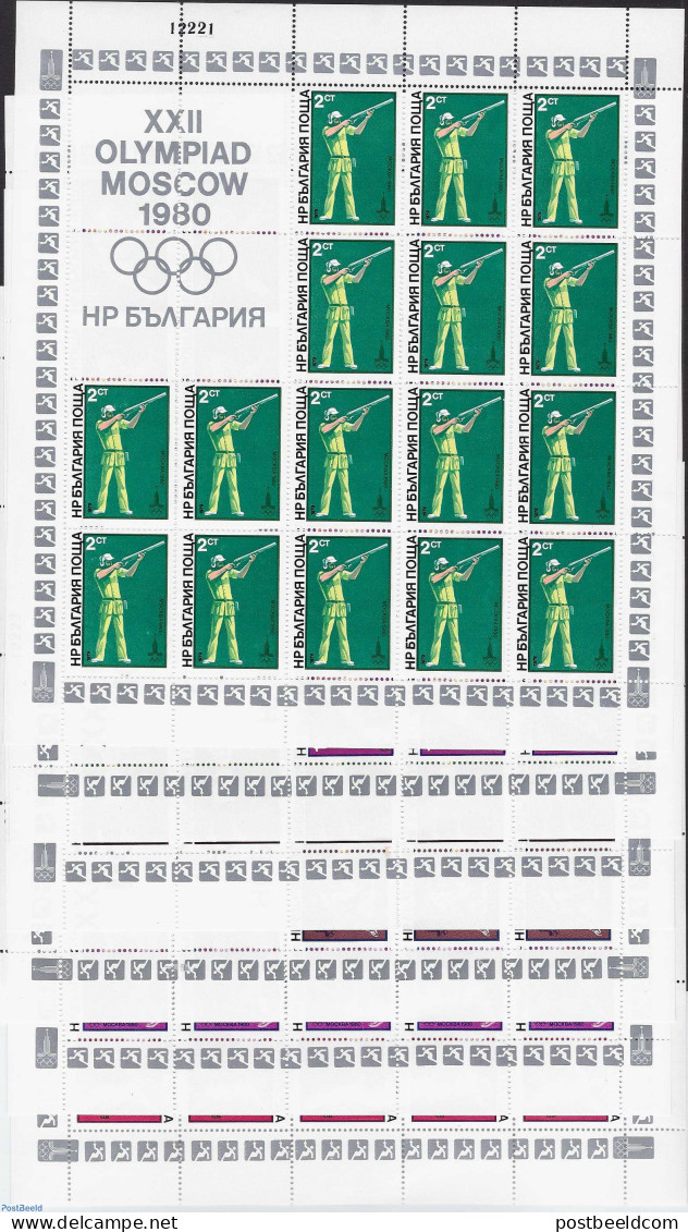 Bulgaria 1979 Olympic Games 6 Sheets, Mint NH, Religion - Sport - Judaica - Fencing - Olympic Games - Shooting Sports - Nuovi
