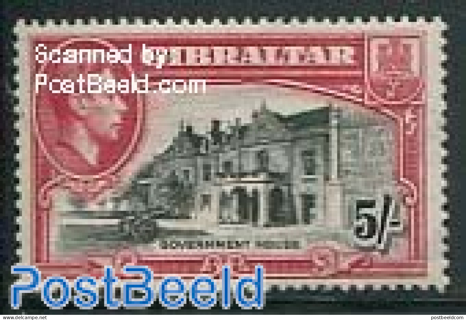 Gibraltar 1938 5Sh, Perf. 13.5, Stamp Out Of Set, Unused (hinged) - Gibilterra