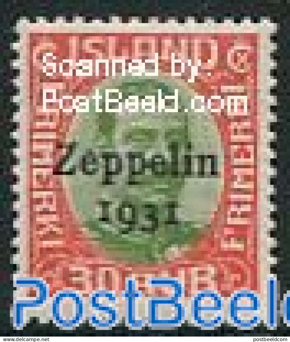 Iceland 1931 30A, Stamp Out Of Set, Unused (hinged), Transport - Zeppelins - Ungebraucht