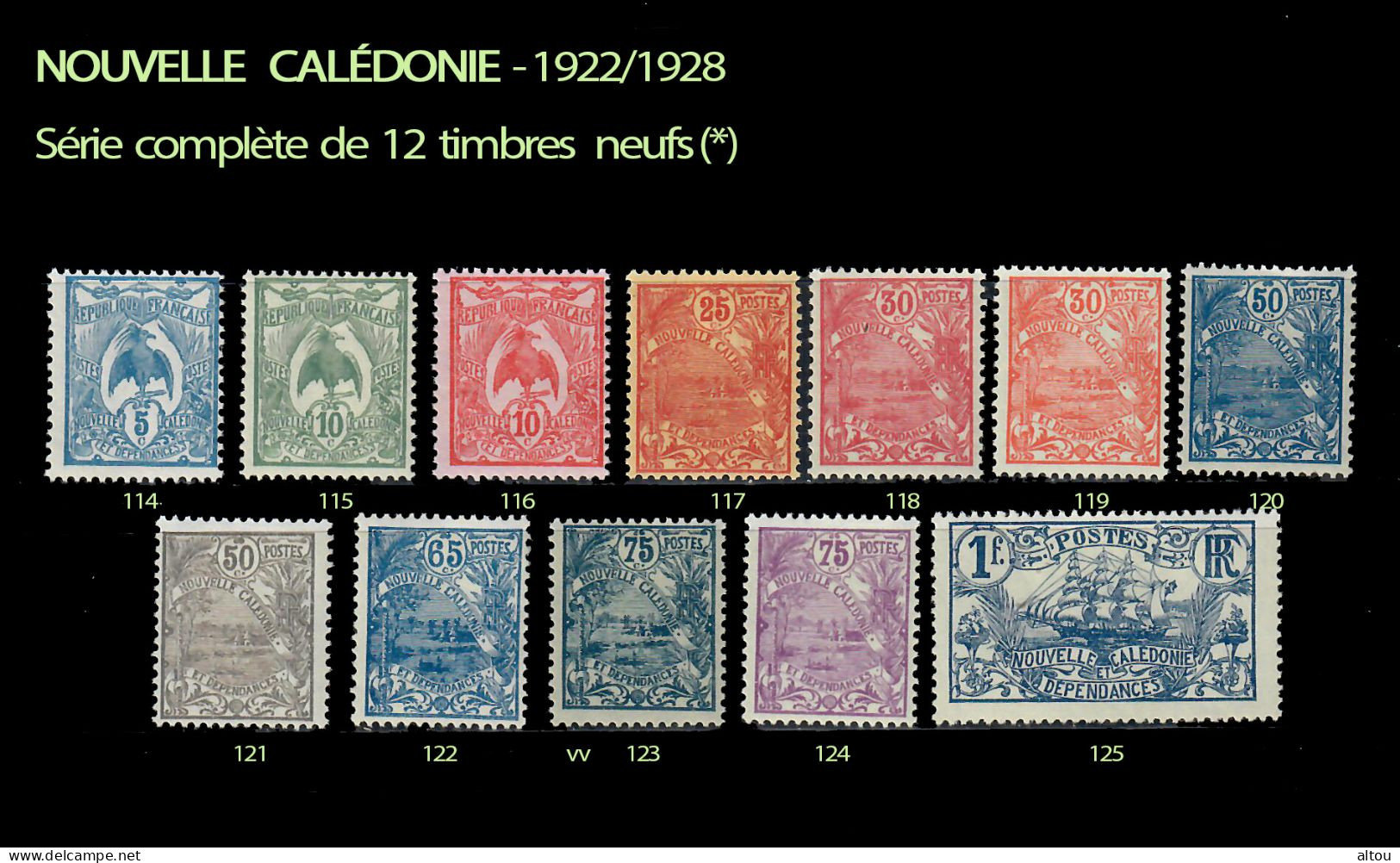 Nouvelle Calédonie 1922 - 1928 Série Complète De 12 Timbres * - Neufs