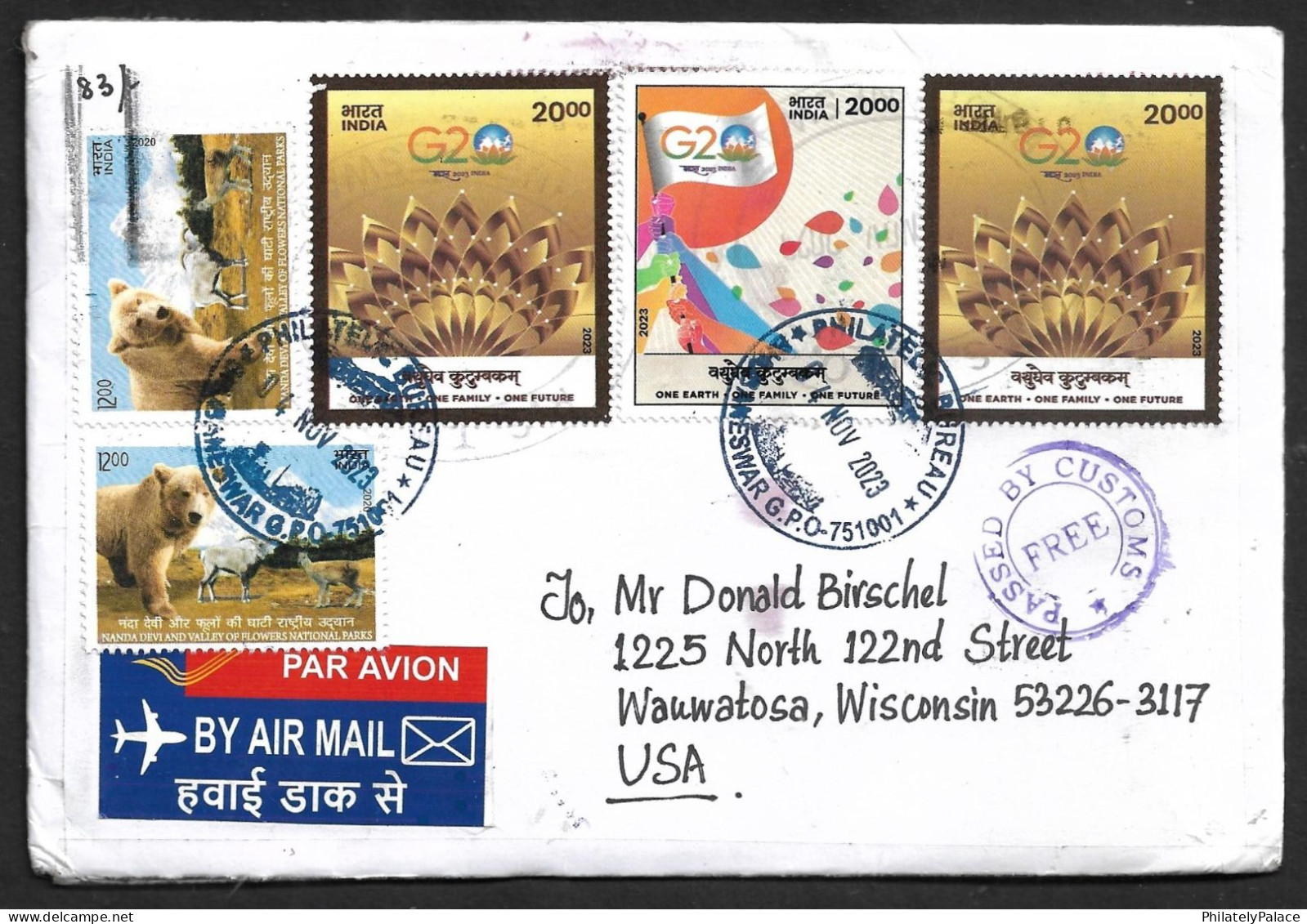 2020-2024 India -USA- India, Undelivered Address, G20,Korea, Mexico, Russia,China, Bear, Goat, Cover (**) Inde Indien - Storia Postale
