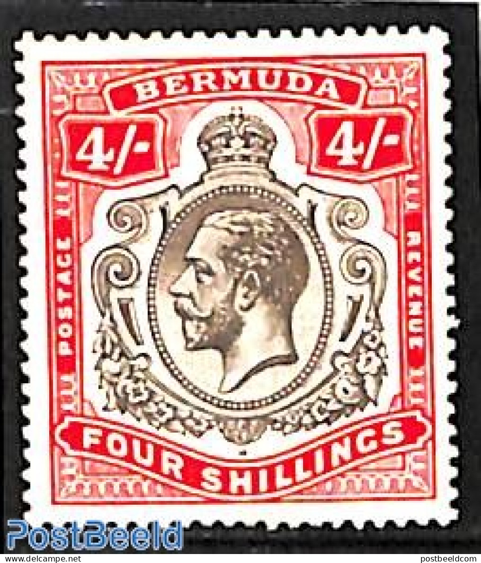 Bermuda 1918 4Sh, Stamp Out Of Set, Unused (hinged) - Bermudas
