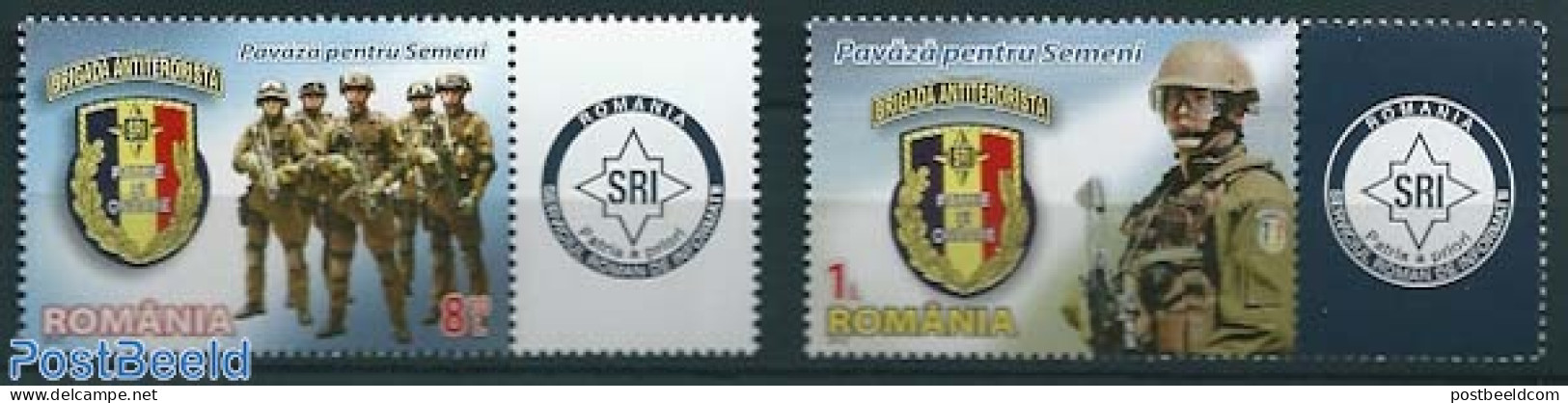 Romania 2012 Anti Terrorism Day 2v+tabs, Mint NH, History - Militarism - Nuovi
