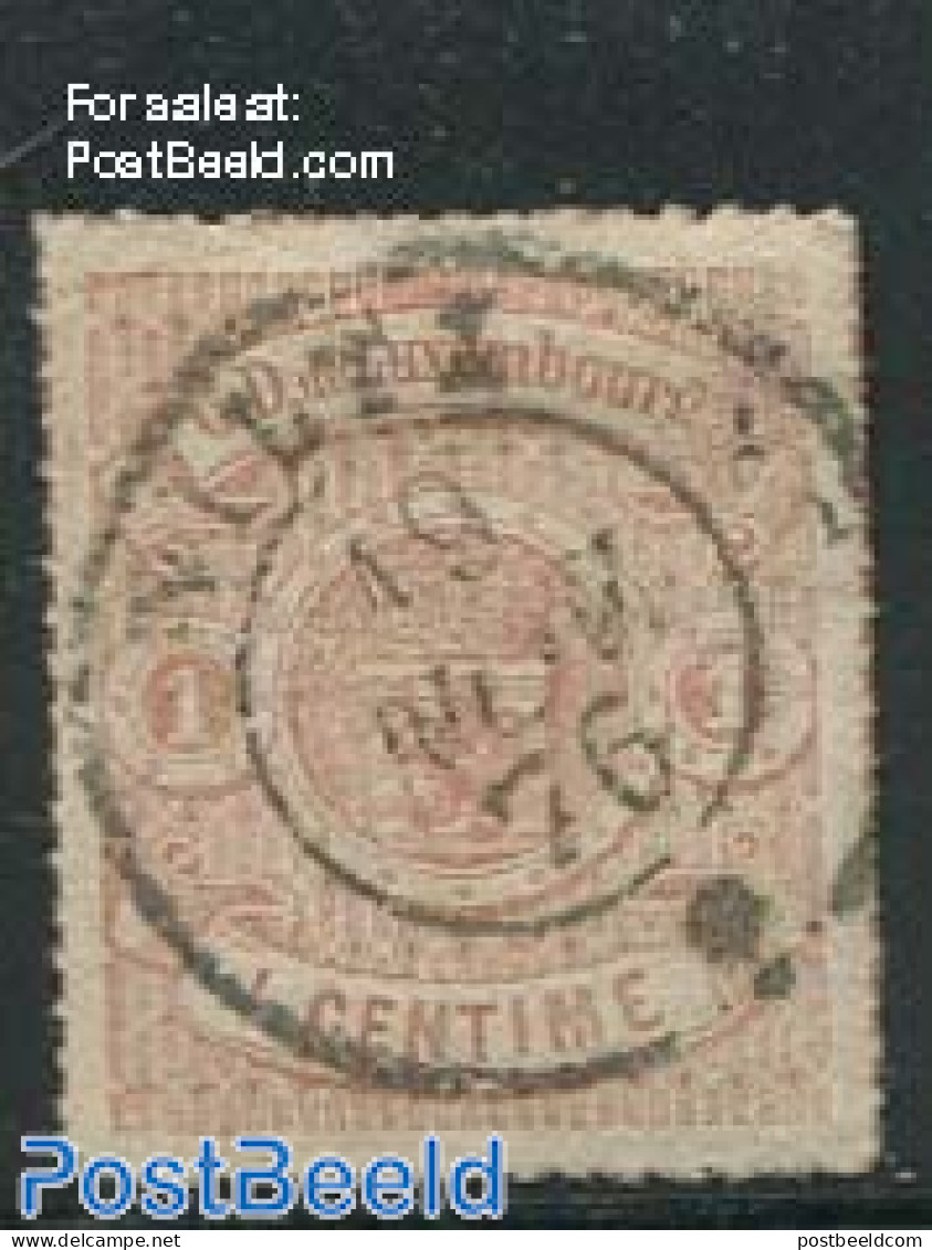 Luxemburg 1865 1c Brownorange, Used, Used Stamps - Usados