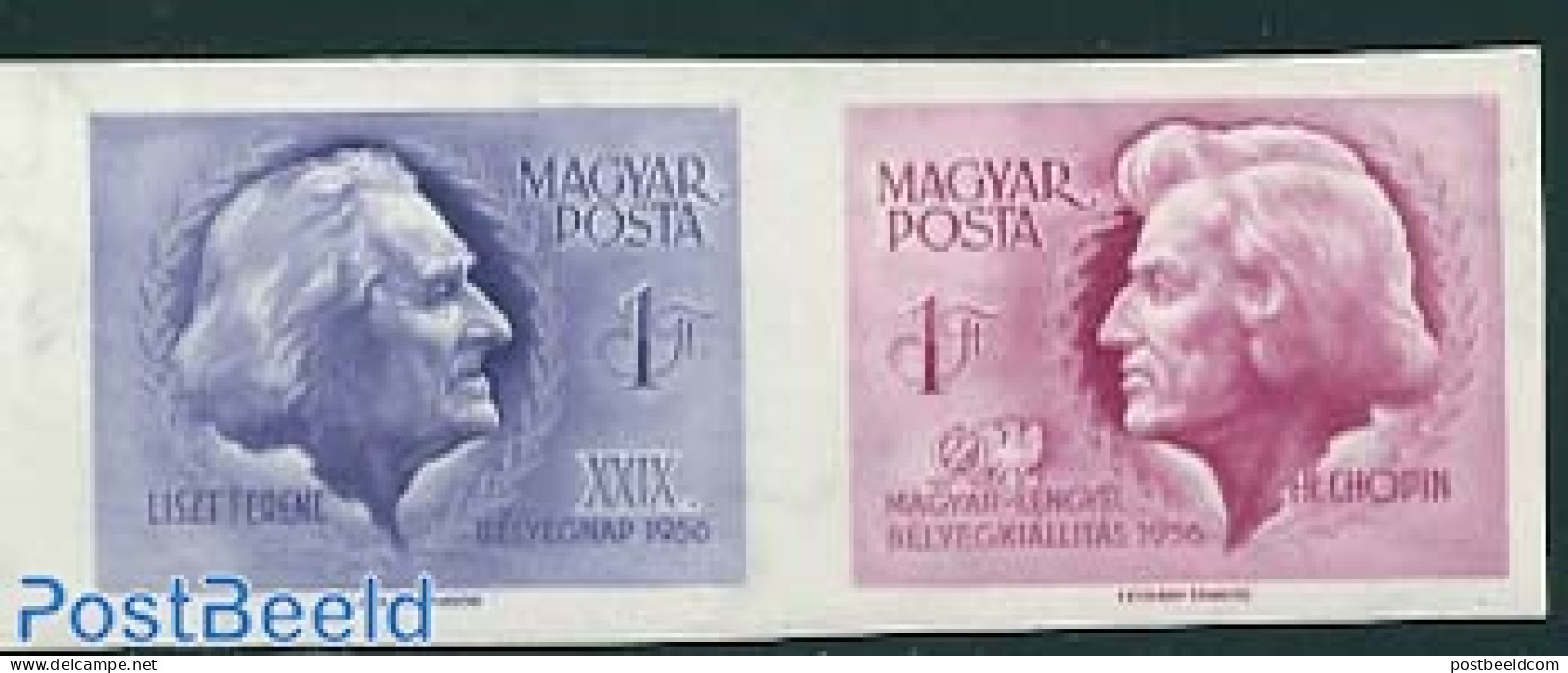 Hungary 1956 Stamp Day 2v, Imperforated, Mint NH, Performance Art - Music - Stamp Day - Ungebraucht