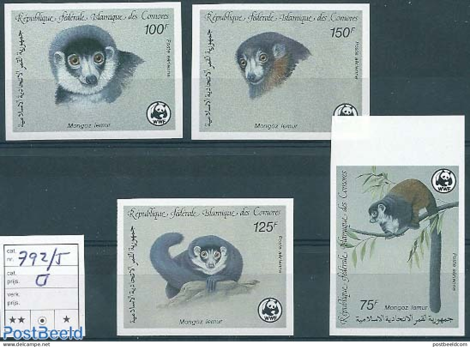 Comoros 1987 WWF 4v, Imperforated, Mint NH, Nature - Animals (others & Mixed) - World Wildlife Fund (WWF) - Comores (1975-...)