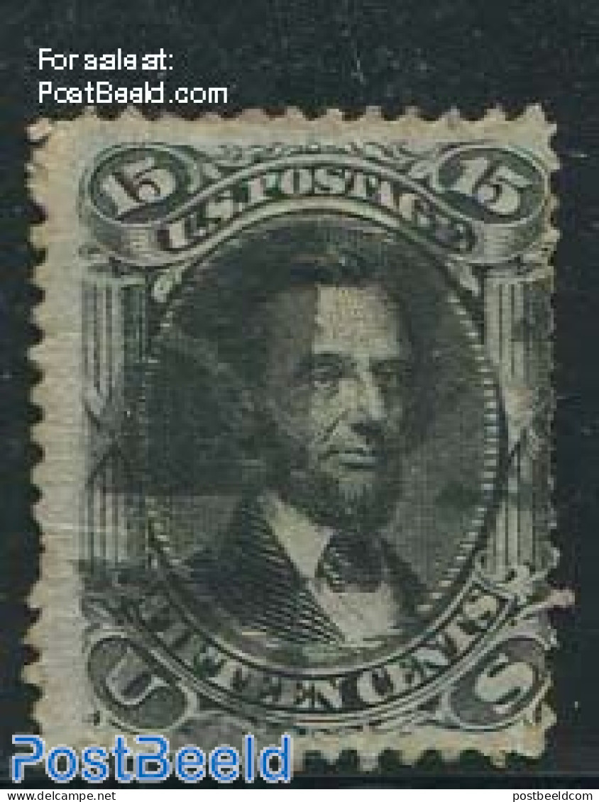 United States Of America 1867 15c BlacK, Grill 9x13mm, Used, Short Perfs On Right Side, Used Stamps - Gebruikt