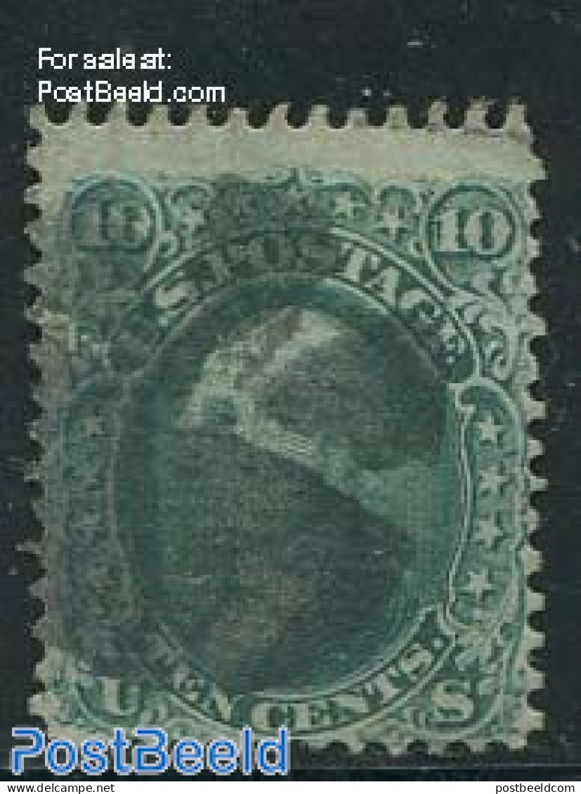 United States Of America 1867 10c Green, Grill 9x13mm, Used, Used Stamps - Oblitérés