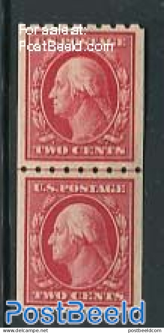 United States Of America 1910 2c, Hor. Perf. 8.5, Vertical Pair, Unused (hinged) - Nuevos