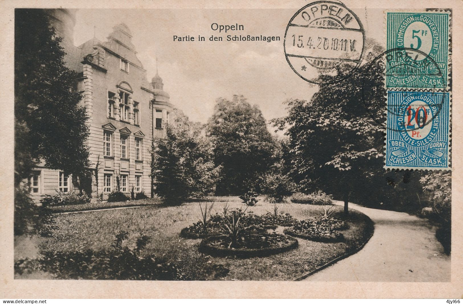 CPA SILESIE OPPELN OPOLE - GORNY SLASK - Partie In Den Schloss-Anlagen - Château - Cachet 1920 Sur N° 21 Et 29 YT - TB** - Polen