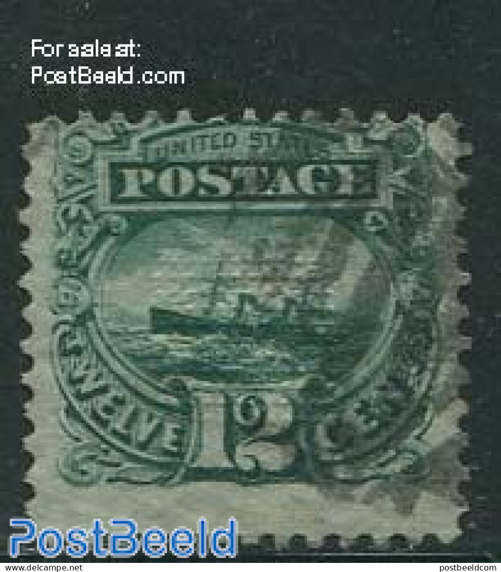 United States Of America 1869 12c Green, Used, Used Stamps, Transport - Ships And Boats - Usati