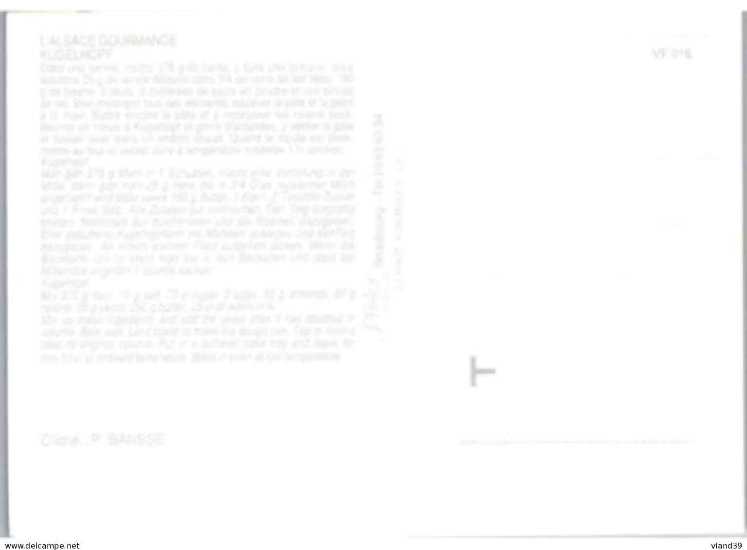 KUGELHOPF    -   Recettes De Cuisine    - CPM - Voir Scannes Recto-Verso - Küchenrezepte