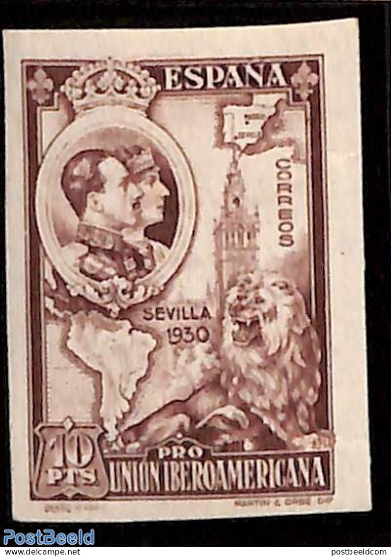 Spain 1930 Ibero-American Expo 1v, Imperforated, Mint NH, Nature - Various - Cat Family - Maps - Unused Stamps