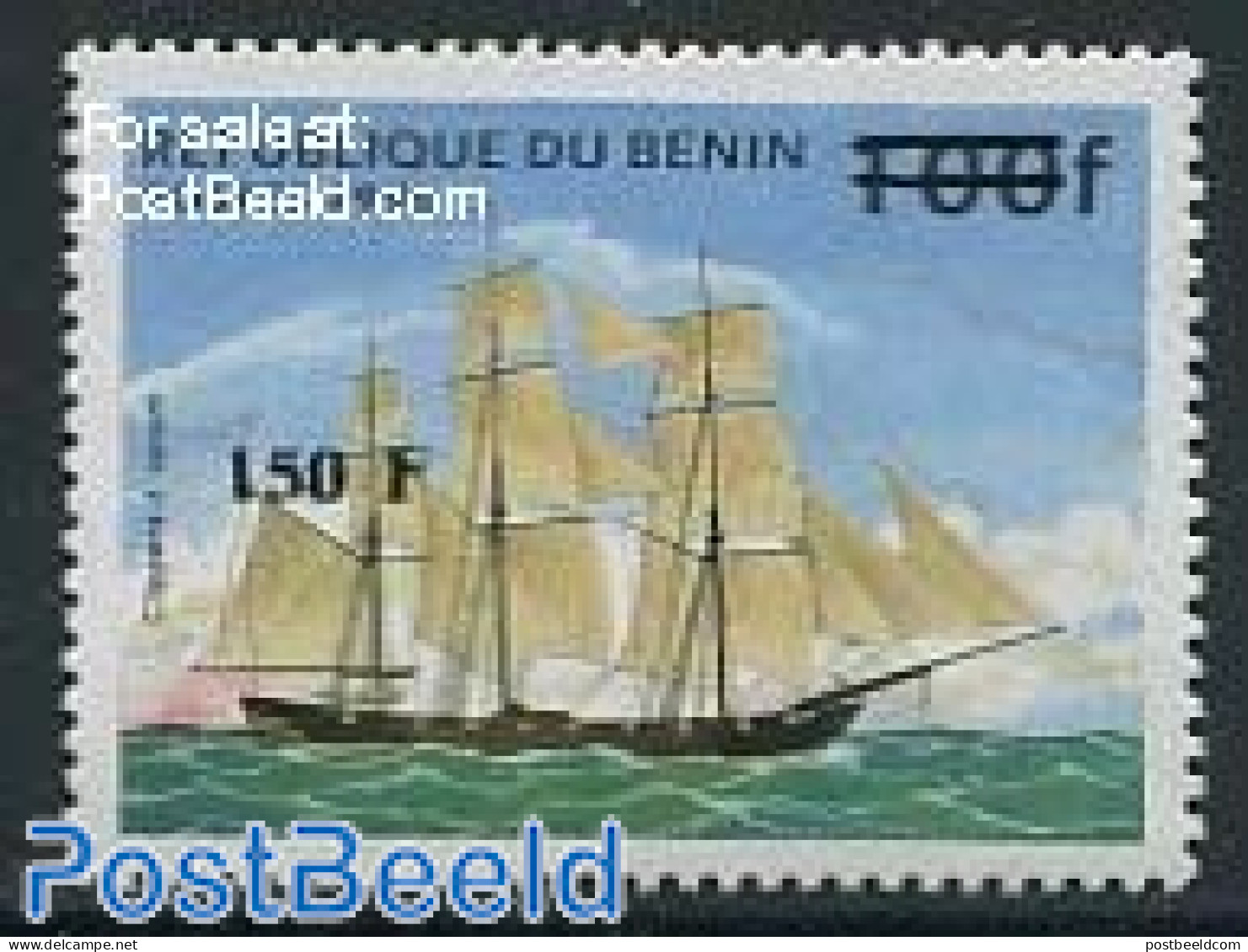 Benin 2000 150F On 100F  Overprint, Mint NH, Transport - Ships And Boats - Ungebraucht