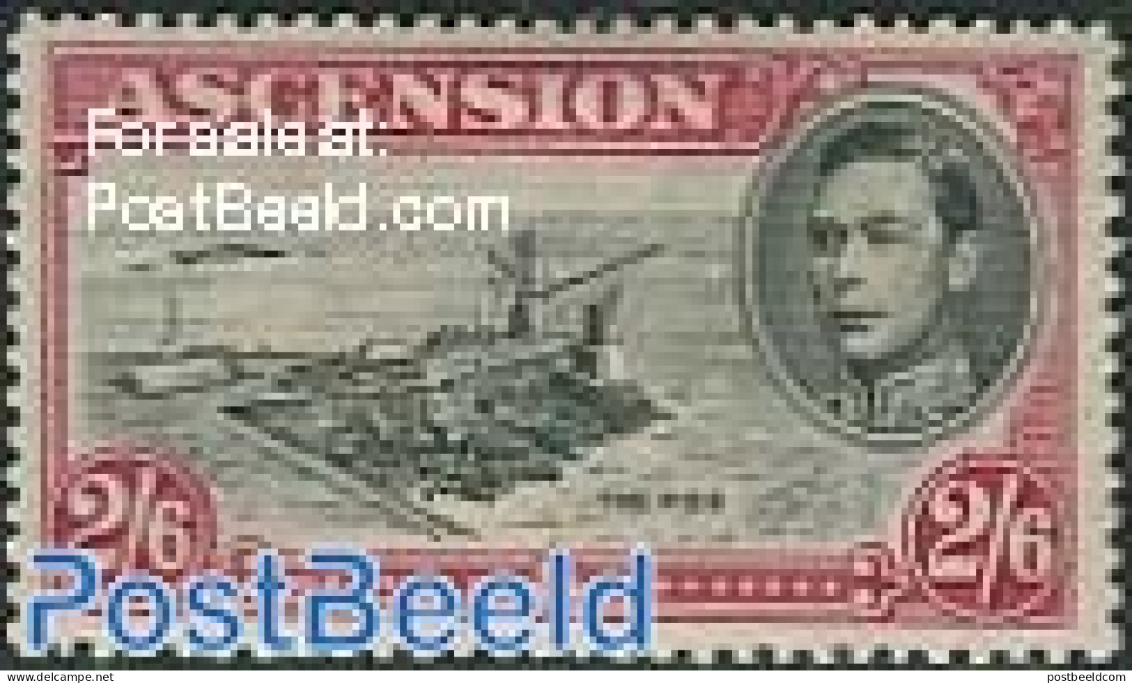 Ascension 1938 2/6Sh, The Pier, Perf. 13.5, Stamp Out Of Set, Mint NH - Ascensione