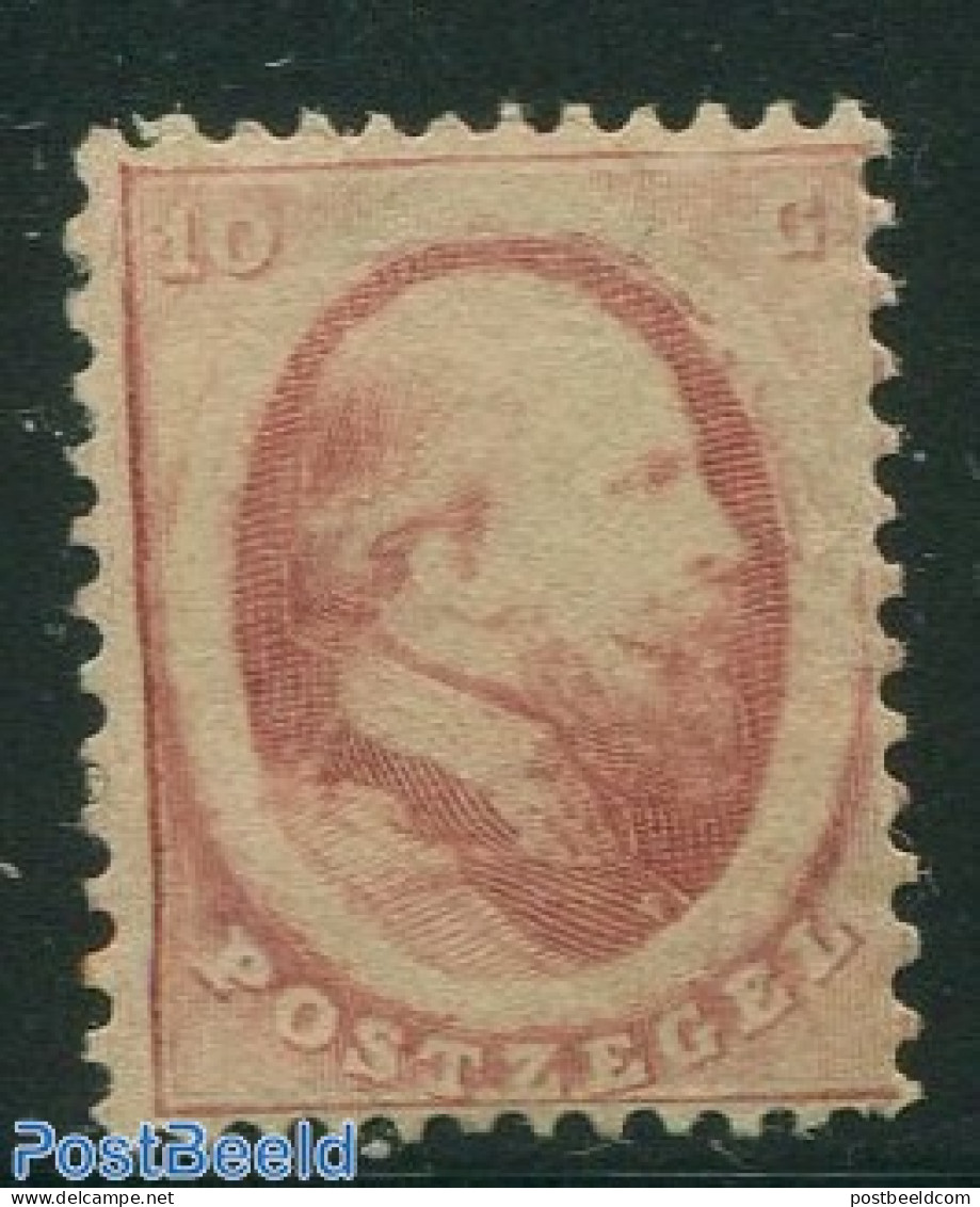 Netherlands 1864 10c Red, Unused, Unused (hinged) - Nuevos
