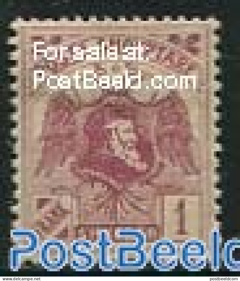 Albania 1922 1Fr Without Overprint, Unused (hinged) - Albania