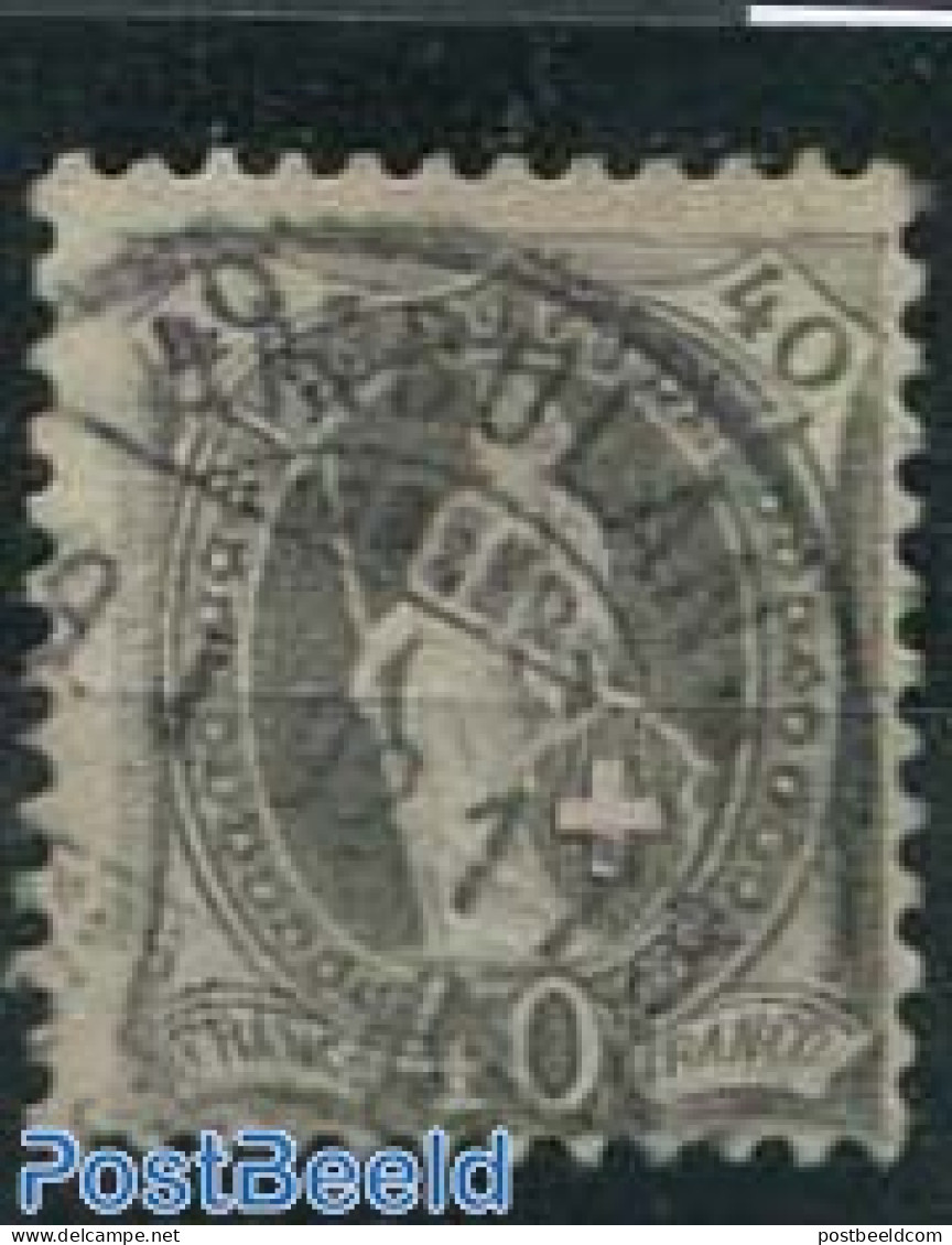 Switzerland 1882 40c, Dark Turkish-grey, 1X, Perf. 11.75:11.25, Used Stamps - Usados