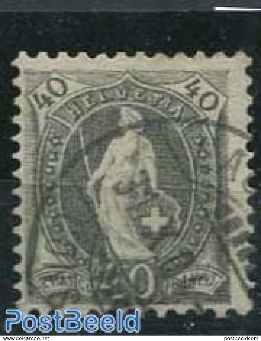 Switzerland 1882 40c, Black Turkish-grey, Contr. 1Y, P. 11.75:12.25, Used Stamps - Gebruikt