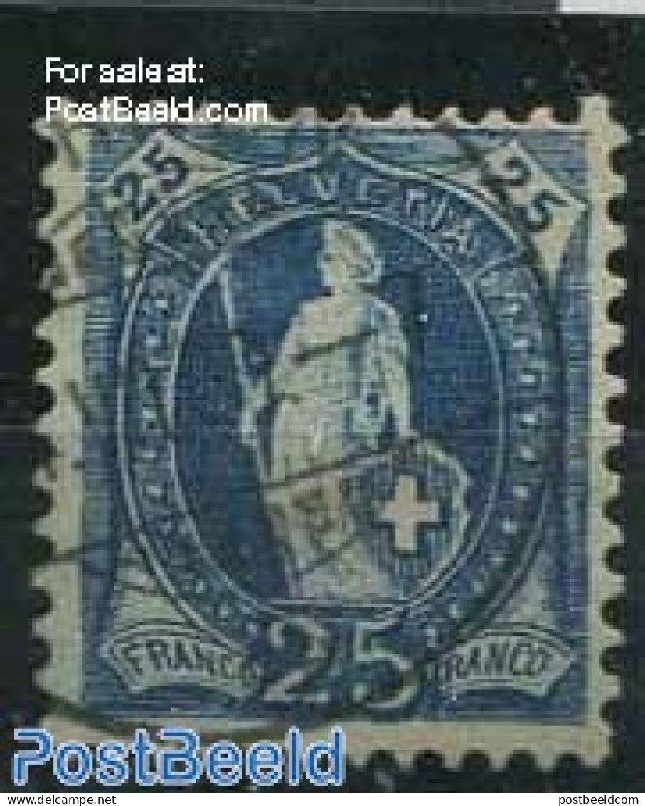 Switzerland 1899 25c, Grey-blue, Perf. 11.75:11.25, Used Stamps - Used Stamps