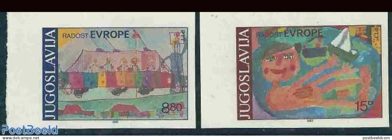 Yugoslavia 1982 Eur. Childrens Meeting 2v, IMPERFORATED, Mint NH, History - Various - Europa Hang-on Issues - Special .. - Ungebraucht